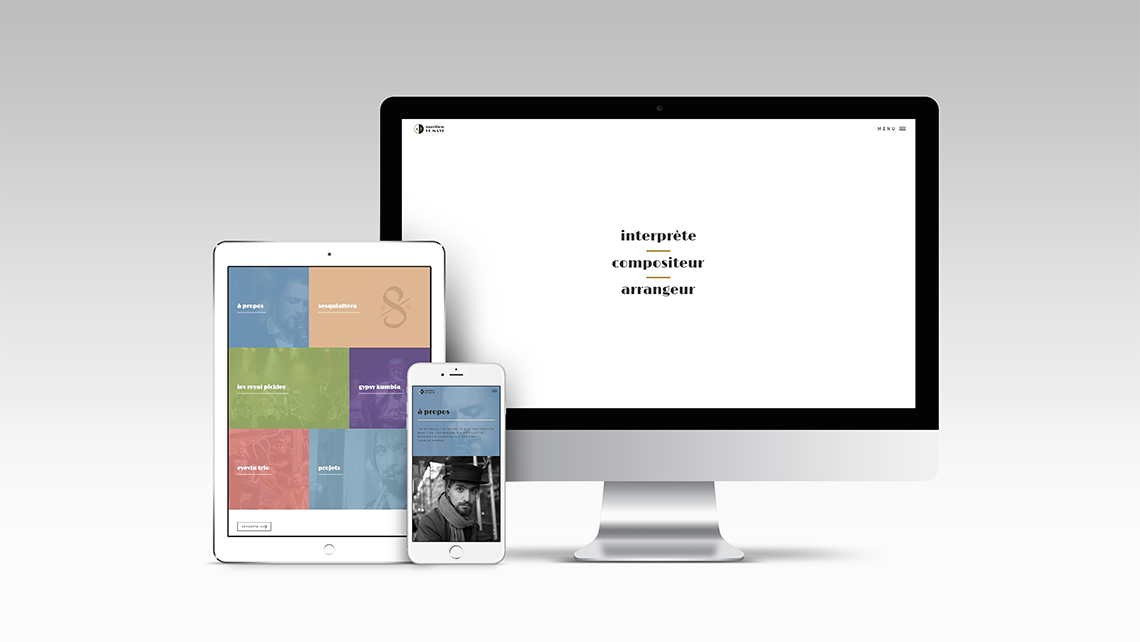 Picture of the website design for Aurélien Tomasi. Created by Musicos Productions